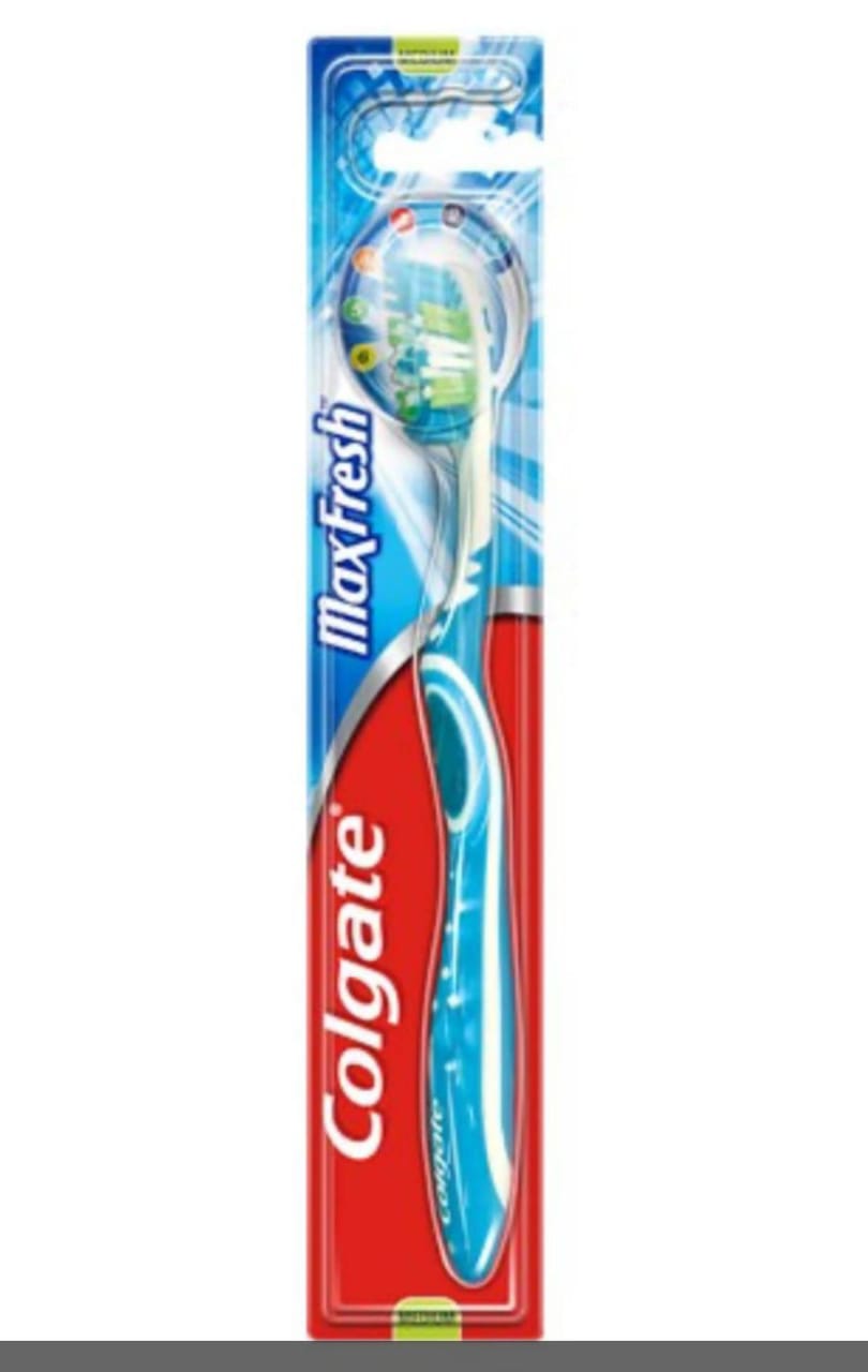 COLGATE TOOTHBRUSH MAX FRESH MEDIUM WITH TONGUE FRESHENER - TRAY OF 12