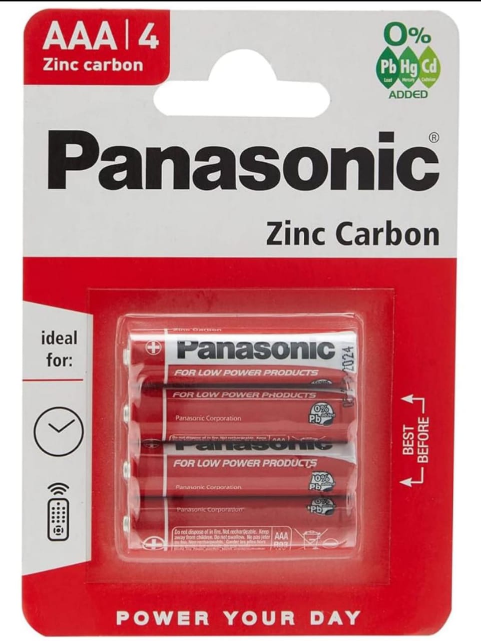 PANASONIC ZINC CARBON AAA BATTERY 4 PACK - CASE OF 12